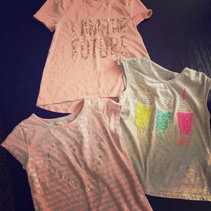 Girls Sparkly 3 Shirts Various Brands 6/7/&7/8